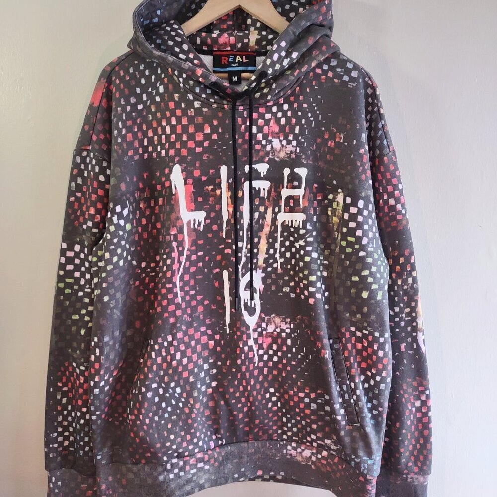Real Buy Trevor Andrew 'Life Is' Hoodie Edgy Grunge Streetwear Men Medium - Picture 6 of 10